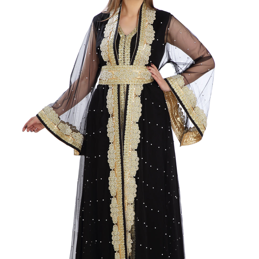 Wedding Gown in Black Tulle Net Fabric with Fancy Lace Work - Maxim Creation