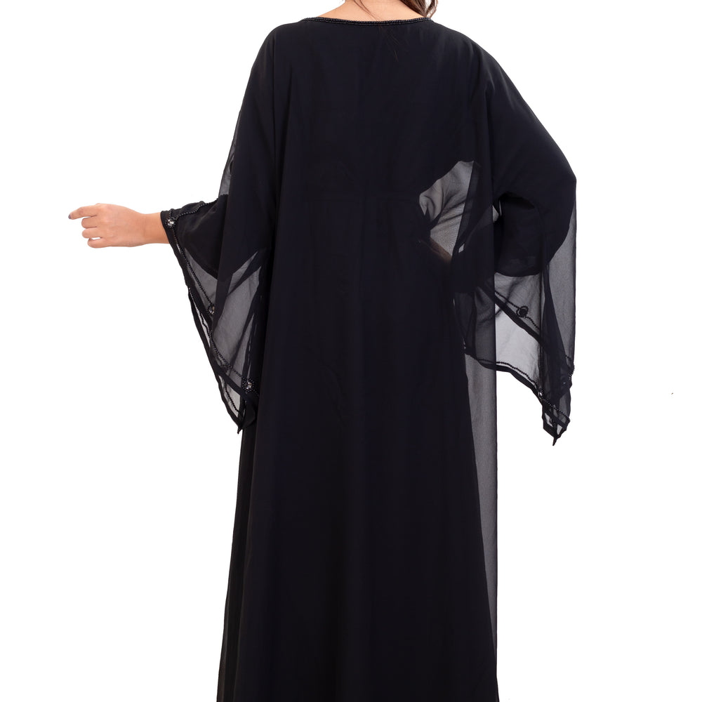 Farasha Maxi With Black Stones Embroidered Gown - Maxim Creation