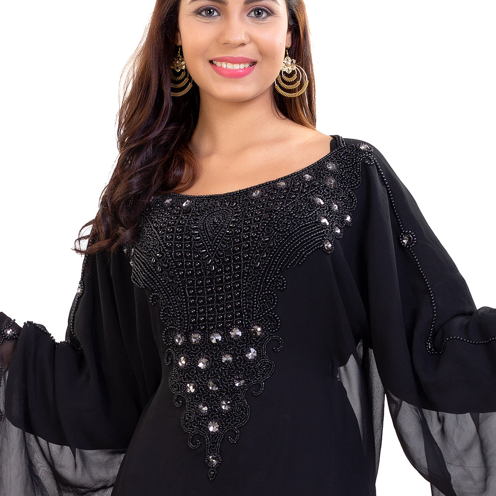 
                  
                    Farasha Maxi With Black Stones Embroidered Gown - Maxim Creation
                  
                