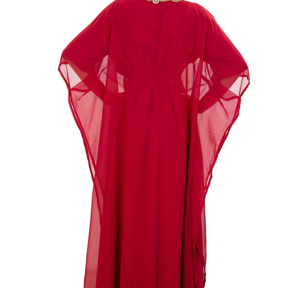
                  
                    Embroidered Farasha Maxi Dress in Red - Maxim Creation
                  
                