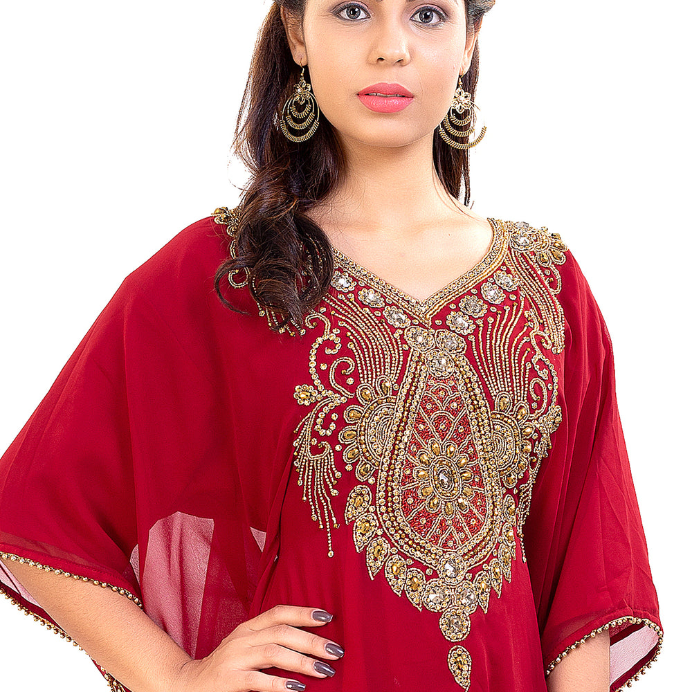 
                  
                    Dubai Kaftan With Intricately Embroidered Back Side of the Maxi - Maxim Creation
                  
                