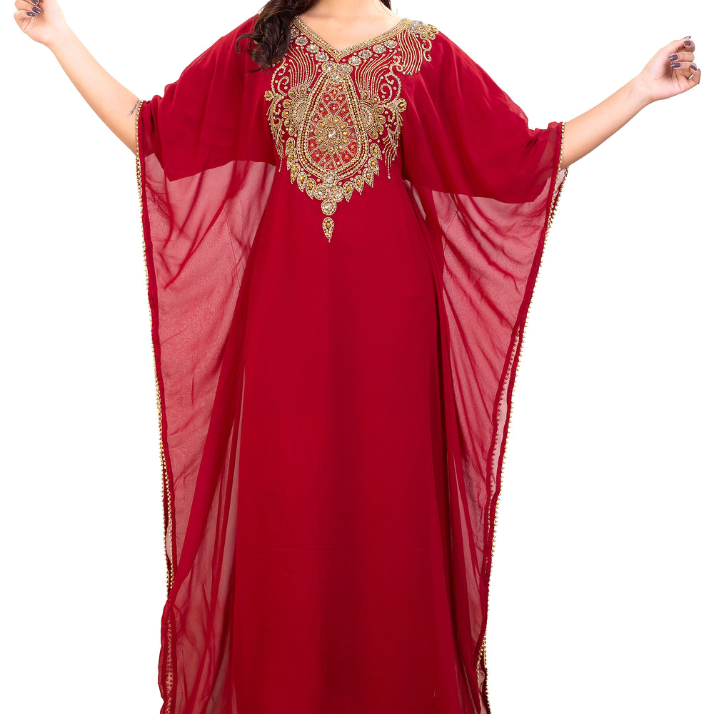 
                  
                    Dubai Kaftan With Intricately Embroidered Back Side of the Maxi - Maxim Creation
                  
                