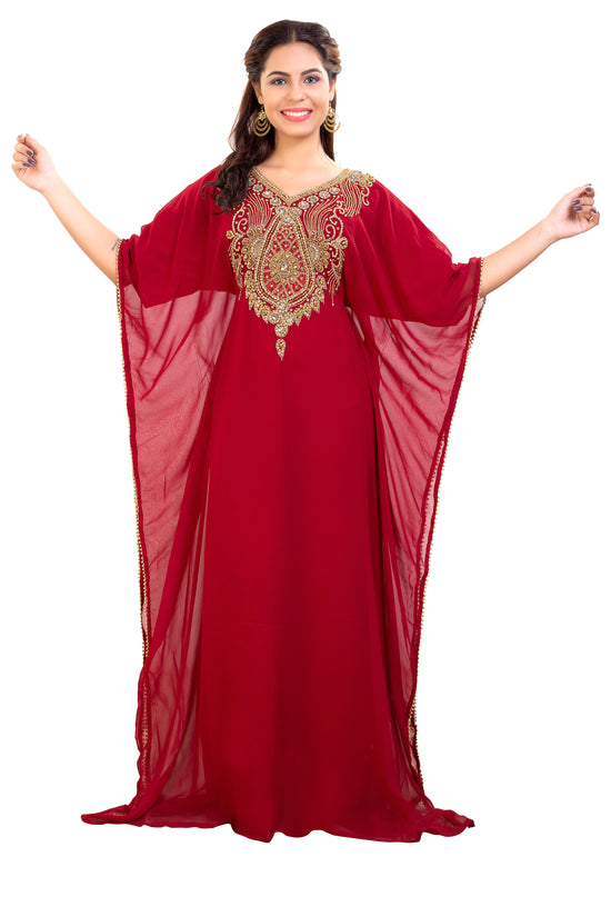 Dubai Kaftan With Intricately Embroidered Back Side of the Maxi - Maxim Creation