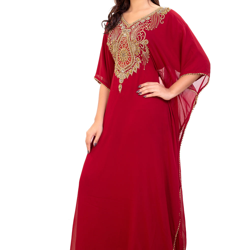 
                  
                    Dubai Kaftan With Intricately Embroidered Back Side of the Maxi - Maxim Creation
                  
                