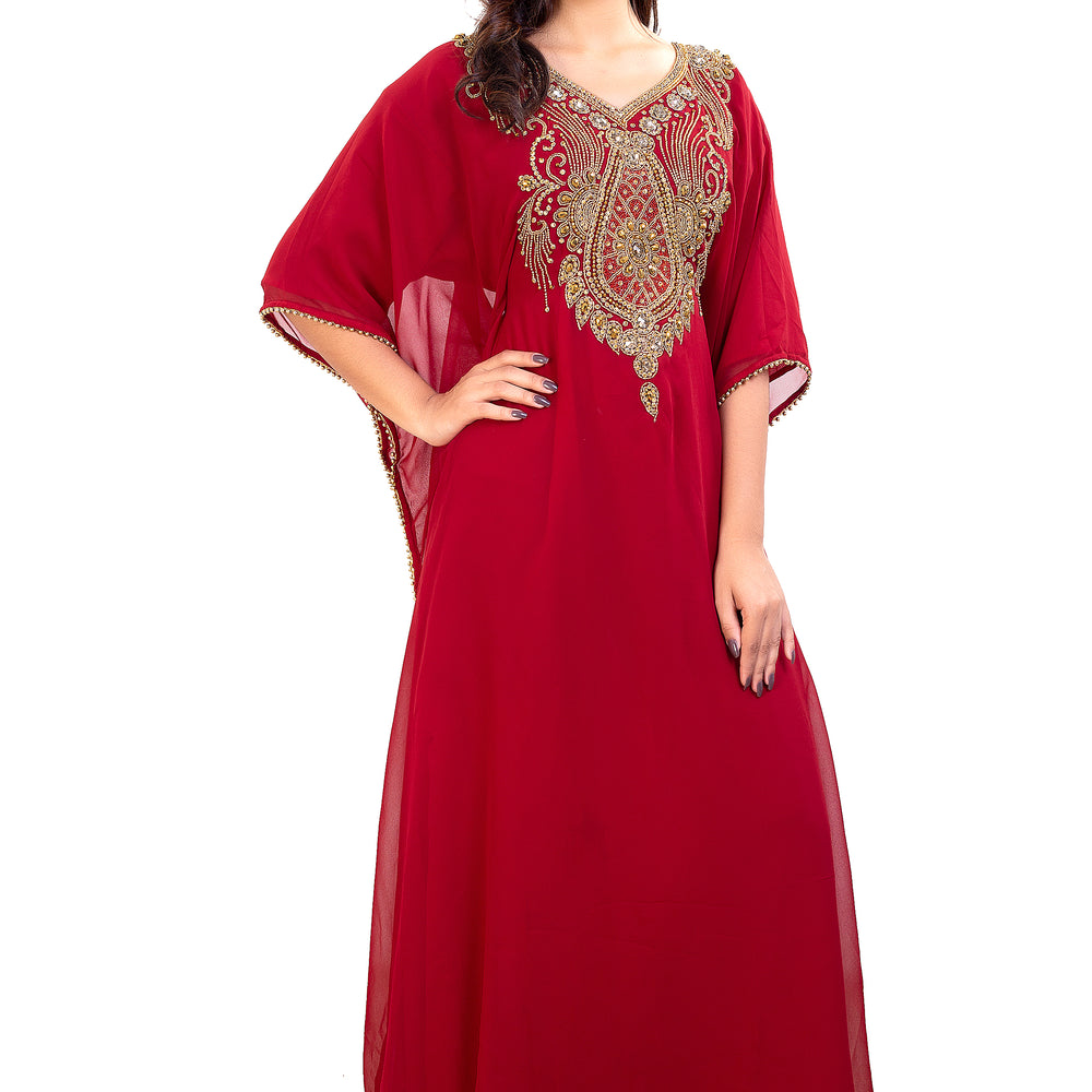 
                  
                    Dubai Kaftan With Intricately Embroidered Back Side of the Maxi - Maxim Creation
                  
                