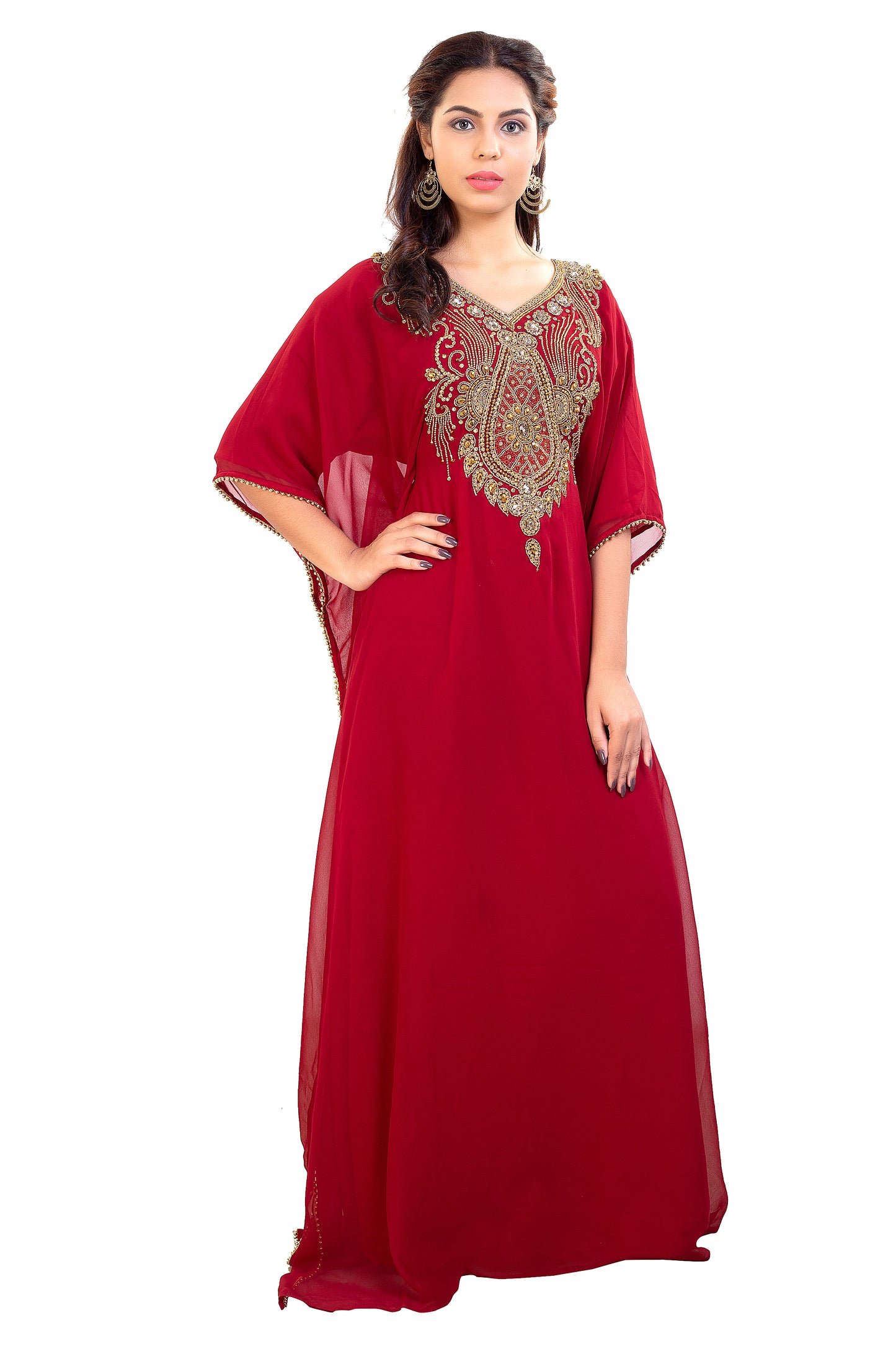 Dubai Kaftan With Intricately Embroidered Back Side of the Maxi - Maxim Creation