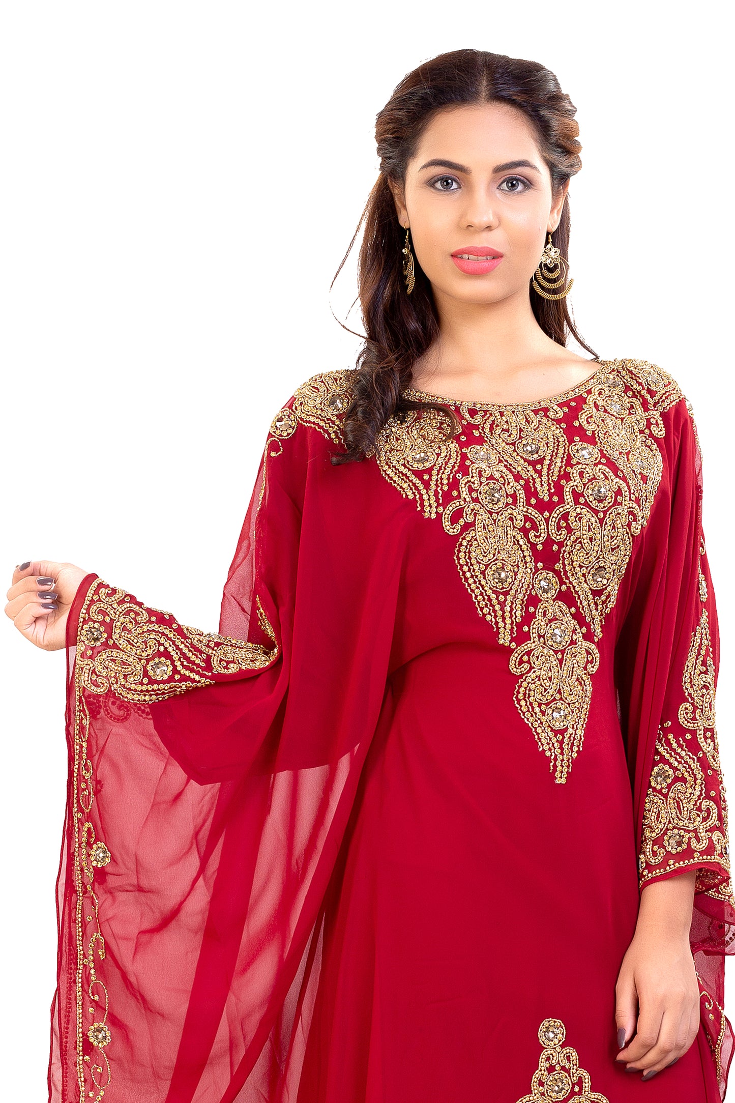 Moroccan Caftan With Golden Embroidery - Maxim Creation