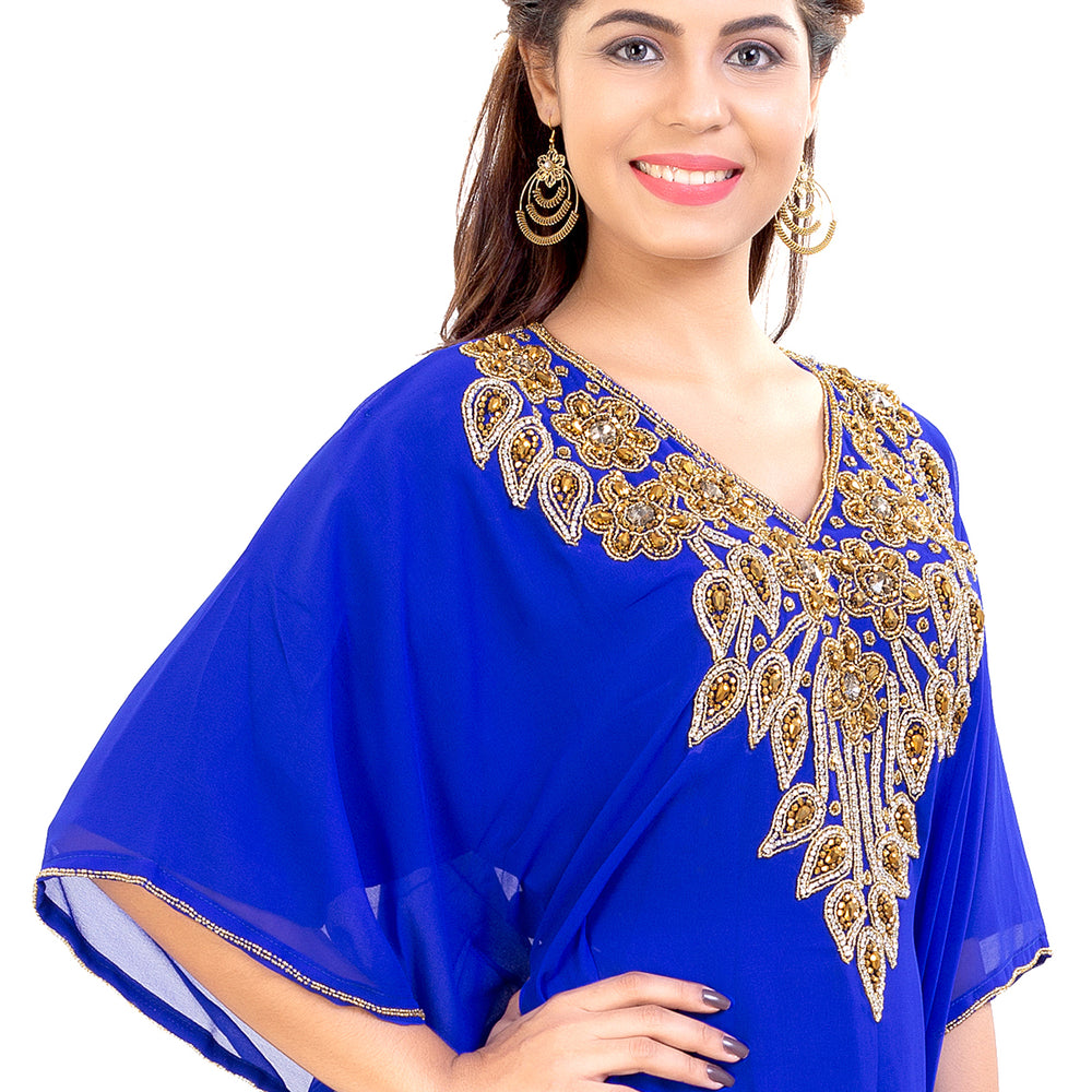 
                  
                    Dubai Farasha Kaftan Maxi with Rhinestones and Sequins - Maxim Creation
                  
                