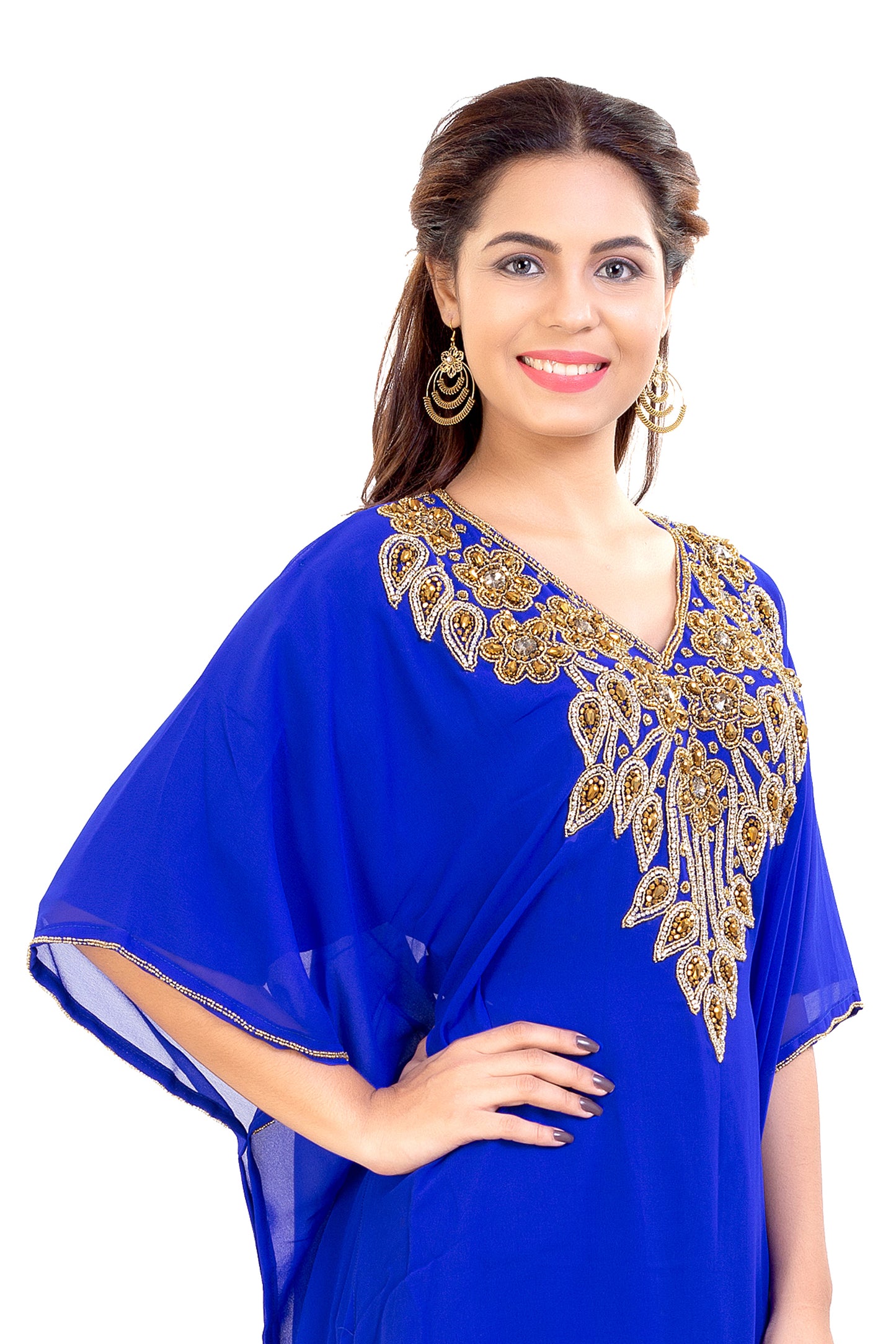 Dubai Farasha Kaftan Maxi with Rhinestones and Sequins - Maxim Creation