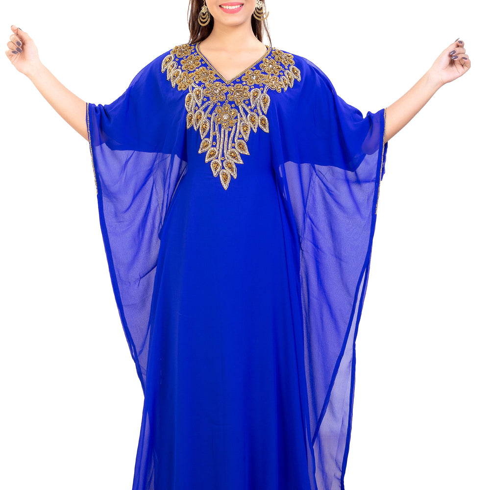 
                  
                    Dubai Farasha Kaftan Maxi with Rhinestones and Sequins - Maxim Creation
                  
                