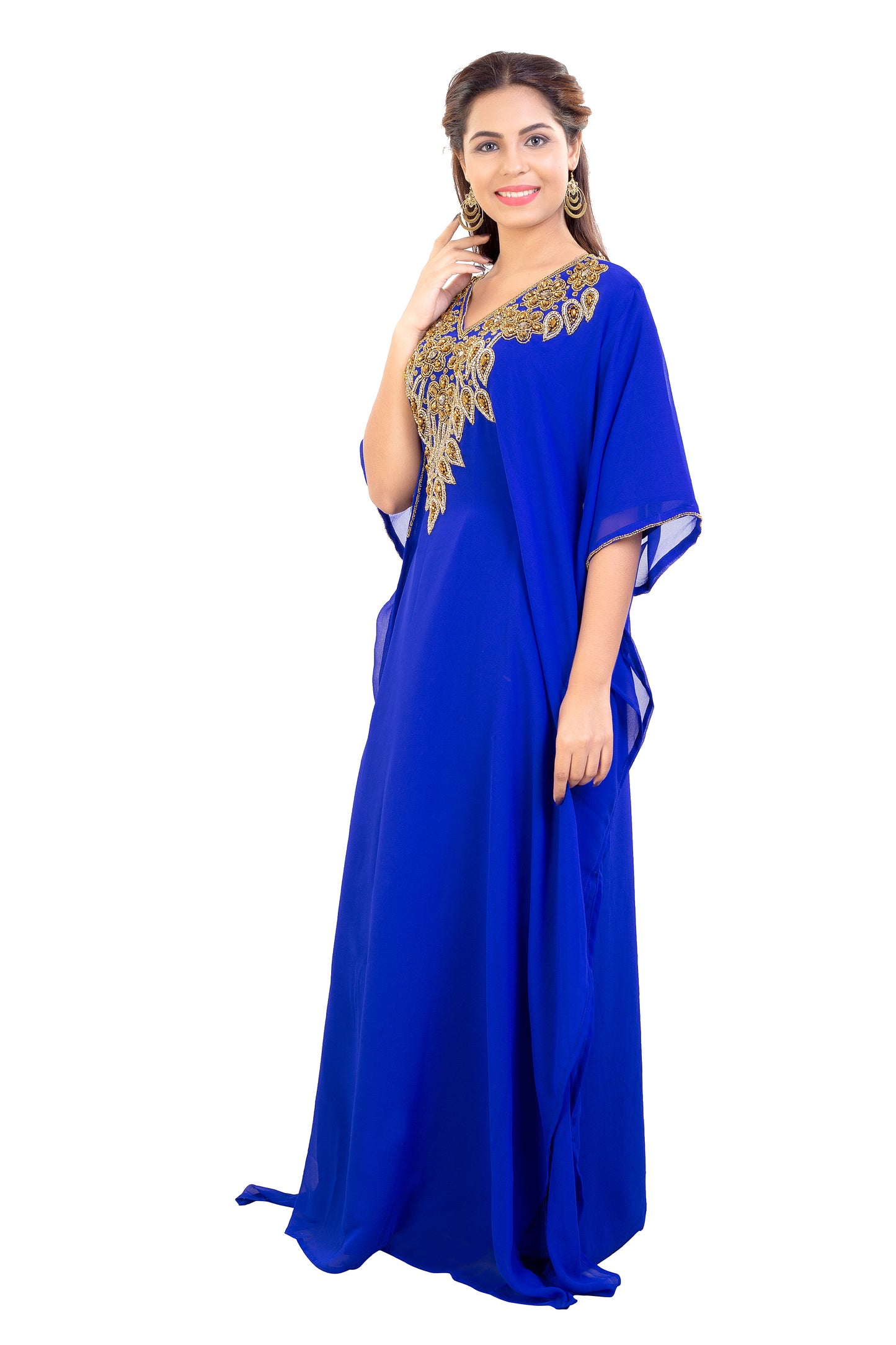 Dubai Farasha Kaftan Maxi with Rhinestones and Sequins - Maxim Creation