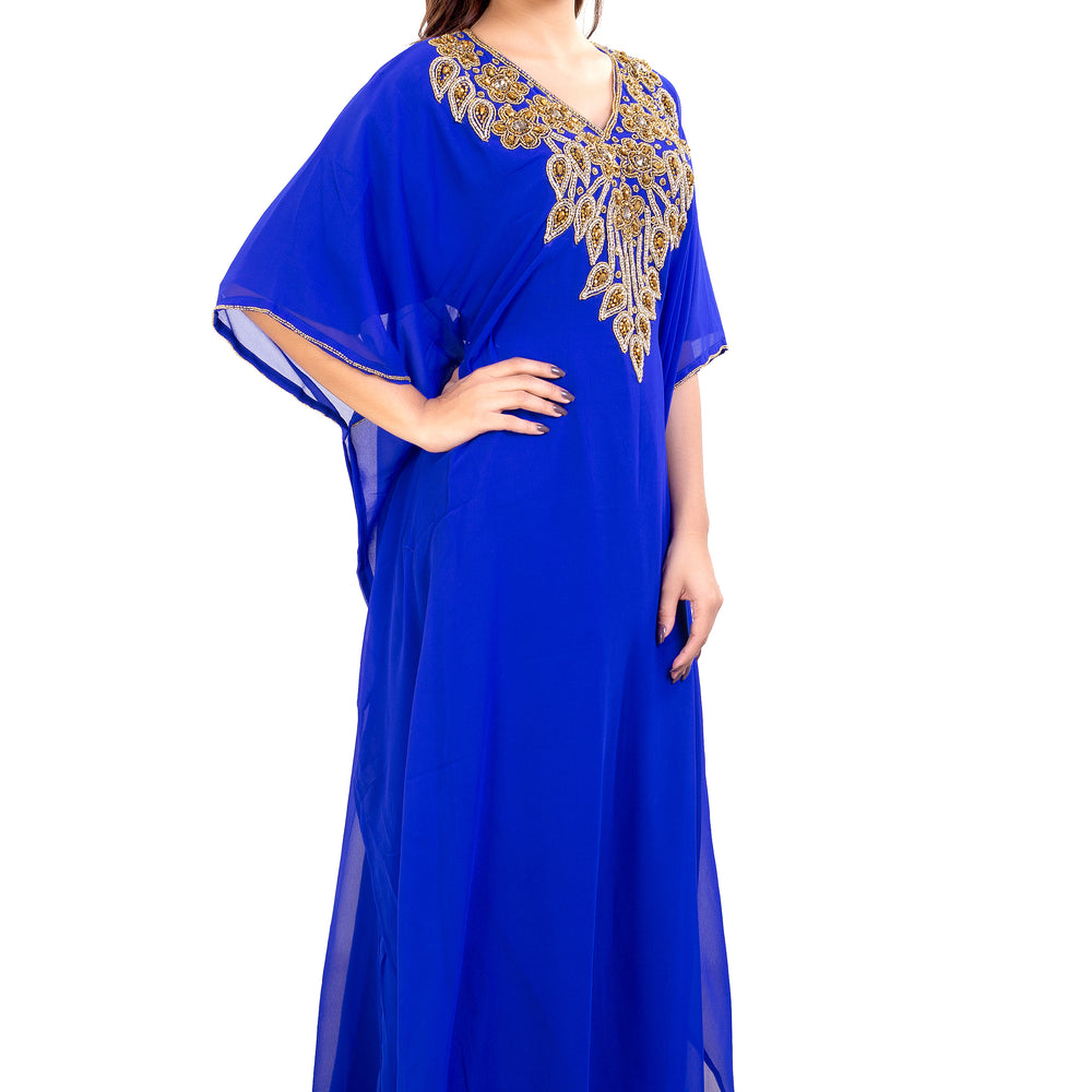 
                  
                    Dubai Farasha Kaftan Maxi with Rhinestones and Sequins - Maxim Creation
                  
                