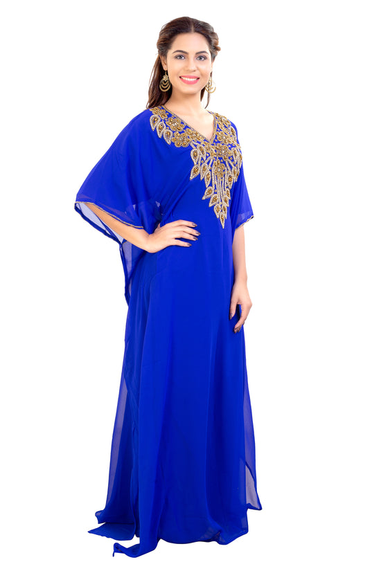 Dubai Farasha Kaftan Maxi with Rhinestones and Sequins - Maxim Creation