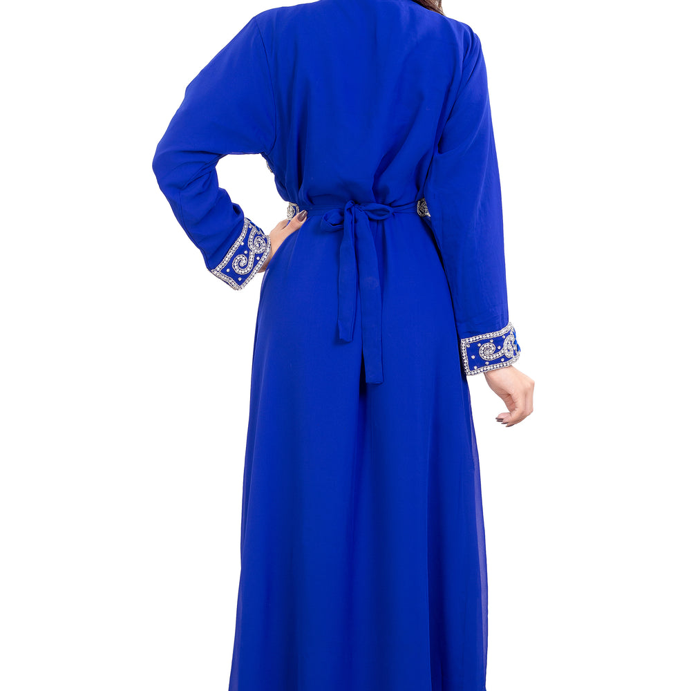 
                  
                    Customized Kaftan Embroidered Silver Stones with Velvet Flowers - Maxim Creation
                  
                