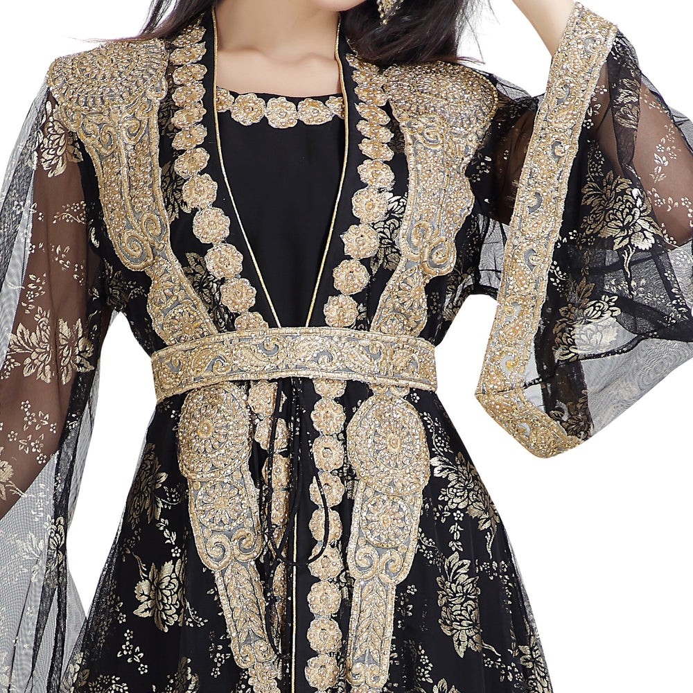 Arabian Gown Net Fabric Jasmine Bridesmaid Caftan - Maxim Creation