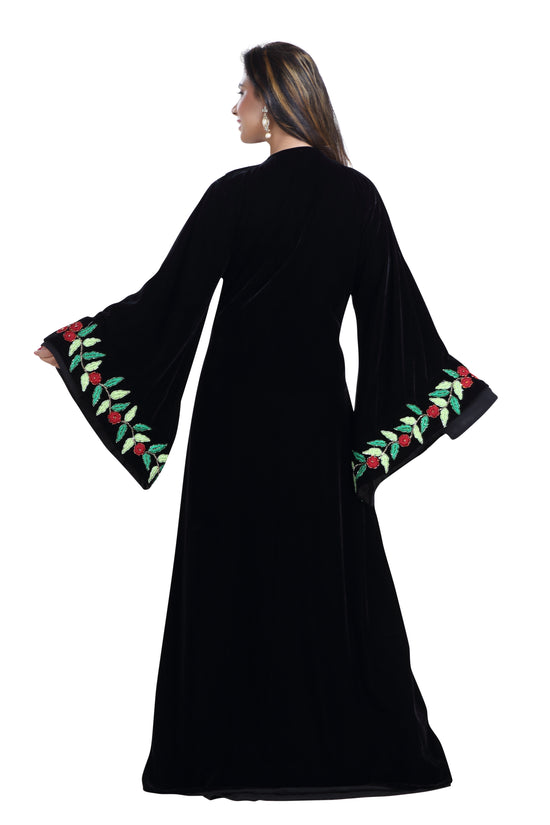 Modern Kaftan Floral Machine Embroidered Jellabiya Gown - Maxim Creation