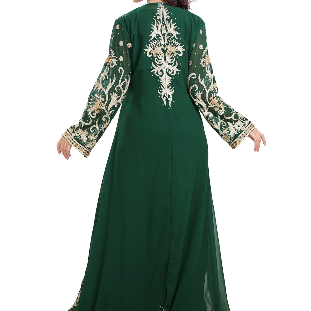 
                  
                    Moroccan Gown Aari Machine Embroidered Dress - Maxim Creation
                  
                