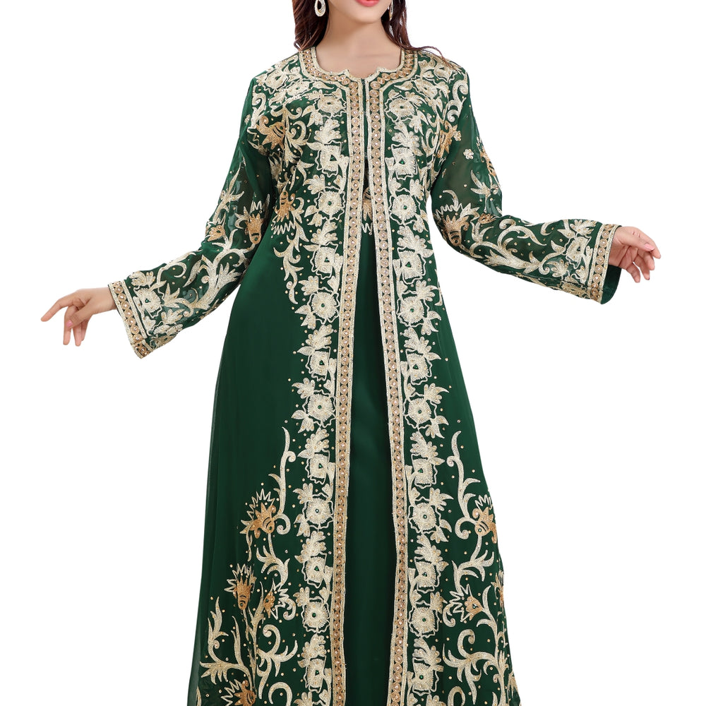 
                  
                    Moroccan Gown Aari Machine Embroidered Dress - Maxim Creation
                  
                