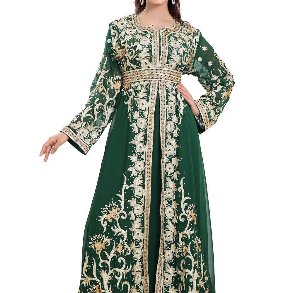 
                  
                    Moroccan Gown Aari Machine Embroidered Dress - Maxim Creation
                  
                