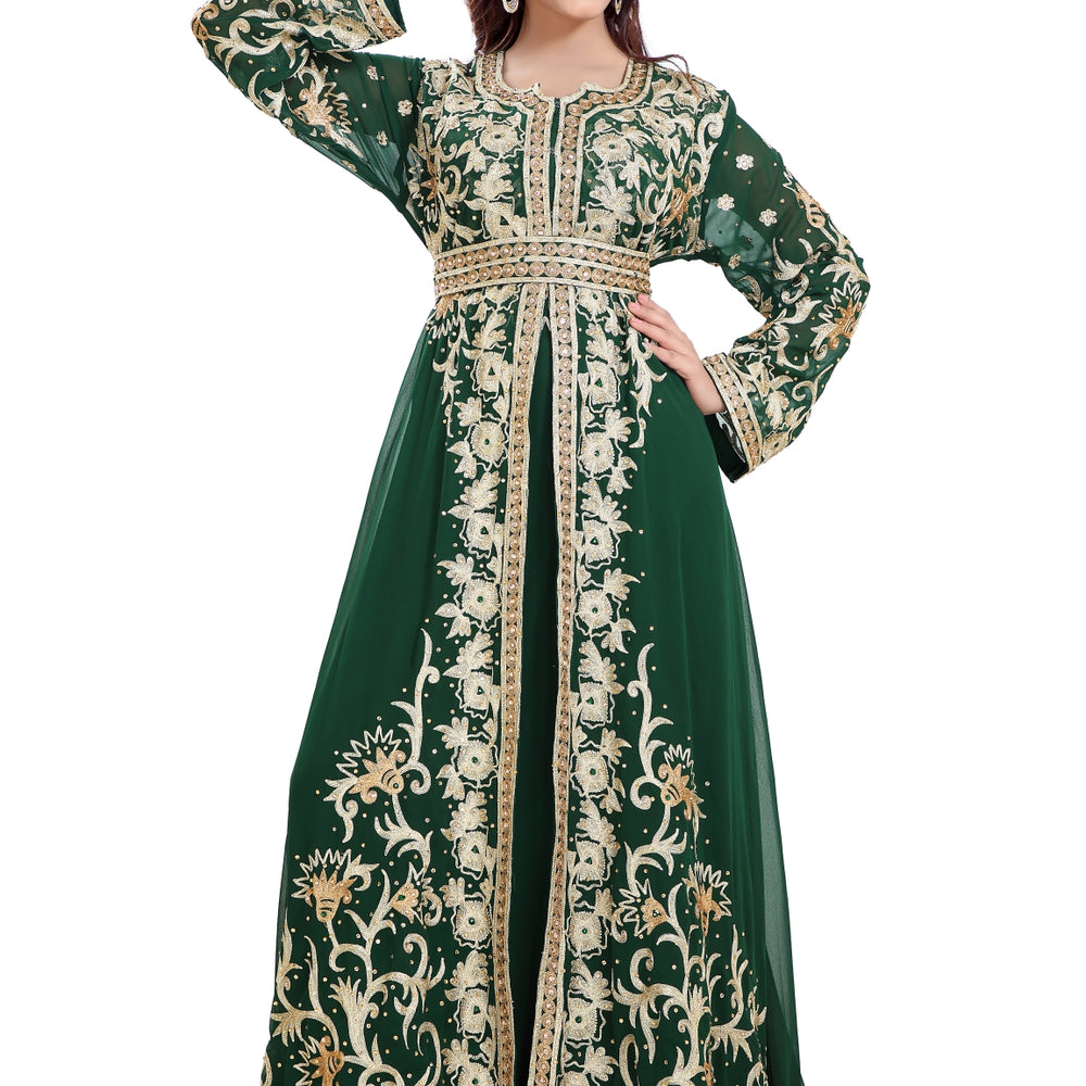 Moroccan Gown Aari Machine Embroidered Dress - Maxim Creation