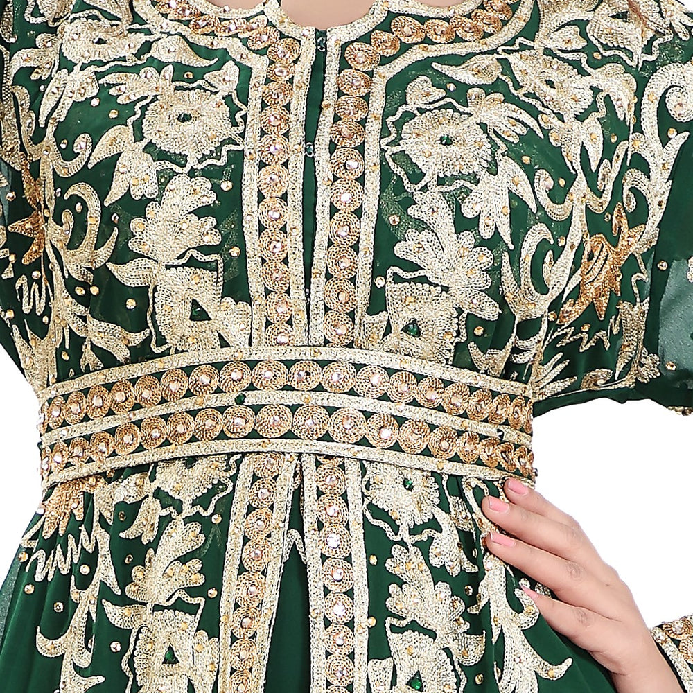 Moroccan Gown Aari Machine Embroidered Dress - Maxim Creation