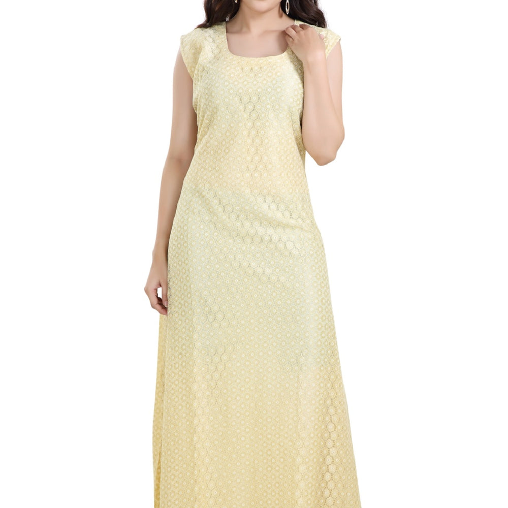 Maxi Dress in Soft Beige for Daily Use - Maxim Creation