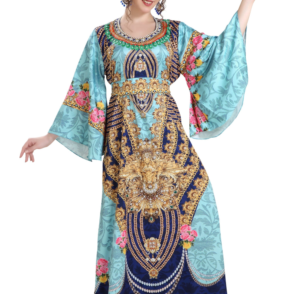 Digital 3D Print Maxi Long Maxi Long Party Dress With Crystals - Maxim Creation
