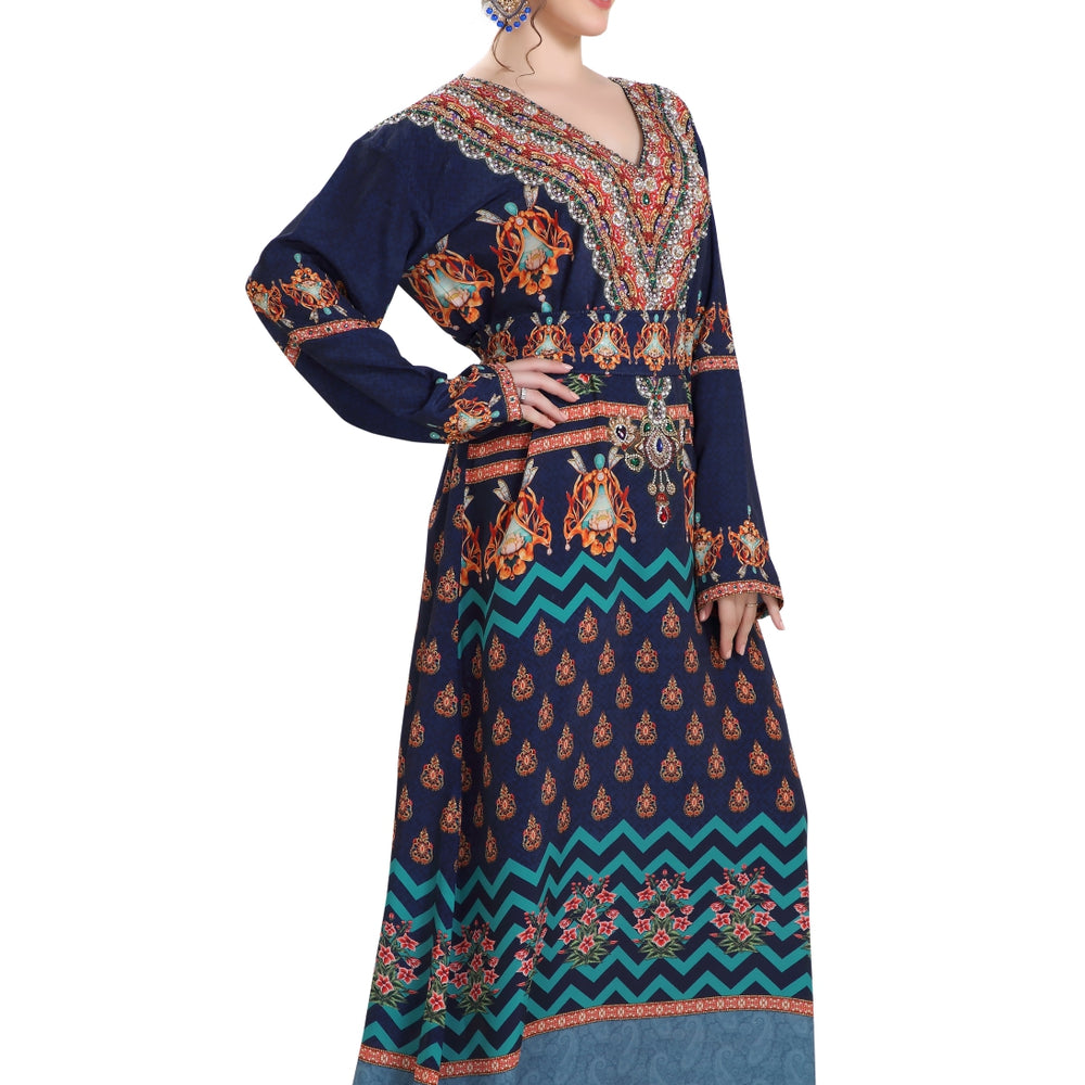 
                  
                    Beach Dress With Crystal Bead Printed Caftan - Maxim Creation
                  
                