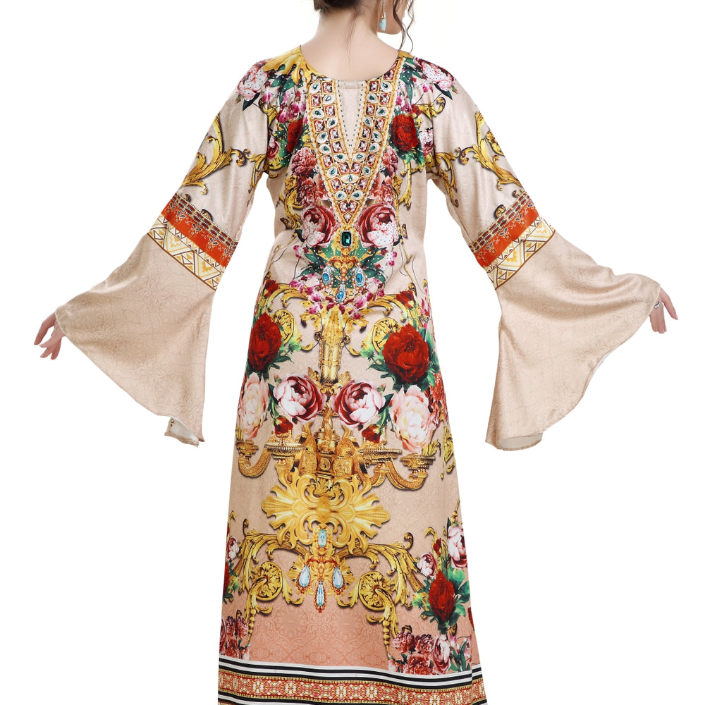 
                  
                    Digital Printed Kaftan on Silk Smooth Fabric With Crystals - Maxim Creation
                  
                