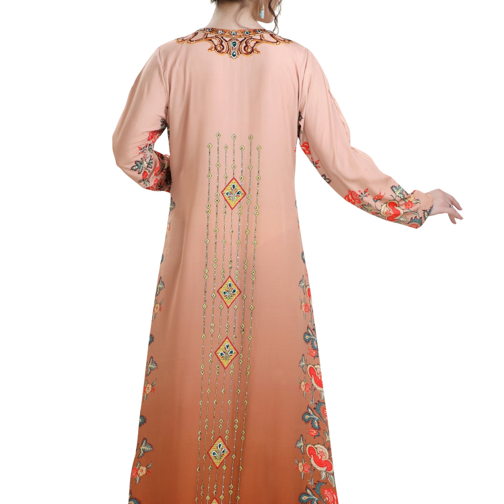 
                  
                    Dubai Kaftan Digital Printed Long Maxi Dress With Crystals - Maxim Creation
                  
                