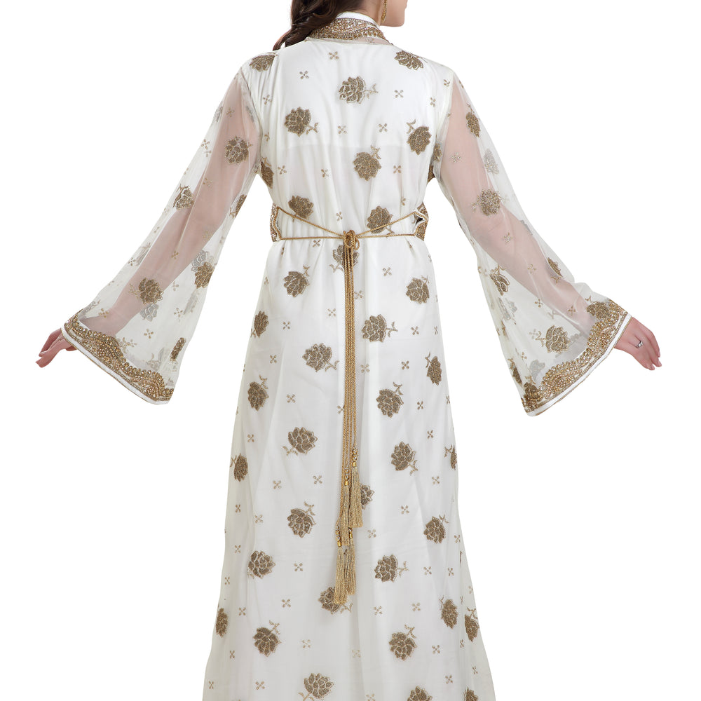 
                  
                    Arabian Kaftan Golden Embroidered Dress - Maxim Creation
                  
                