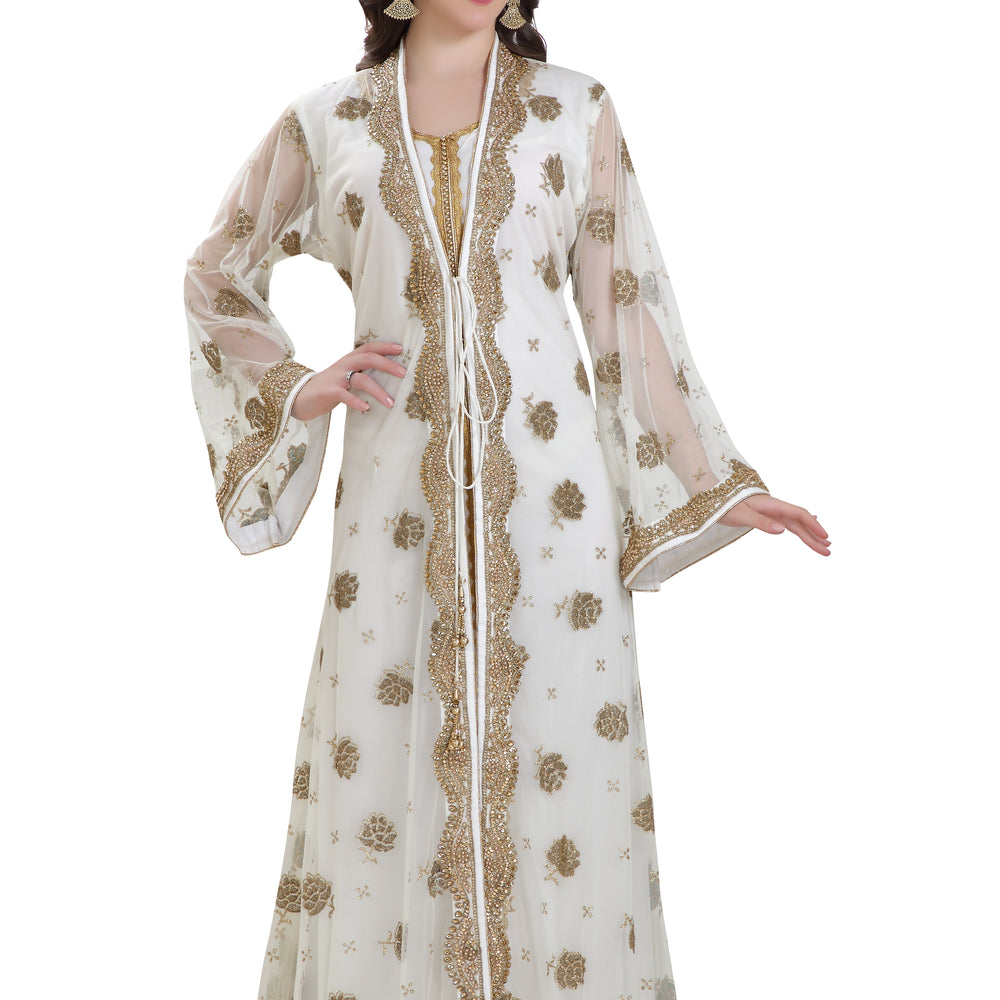 
                  
                    Golden Beaded Arabian Caftan Dress - Maxim Creation
                  
                