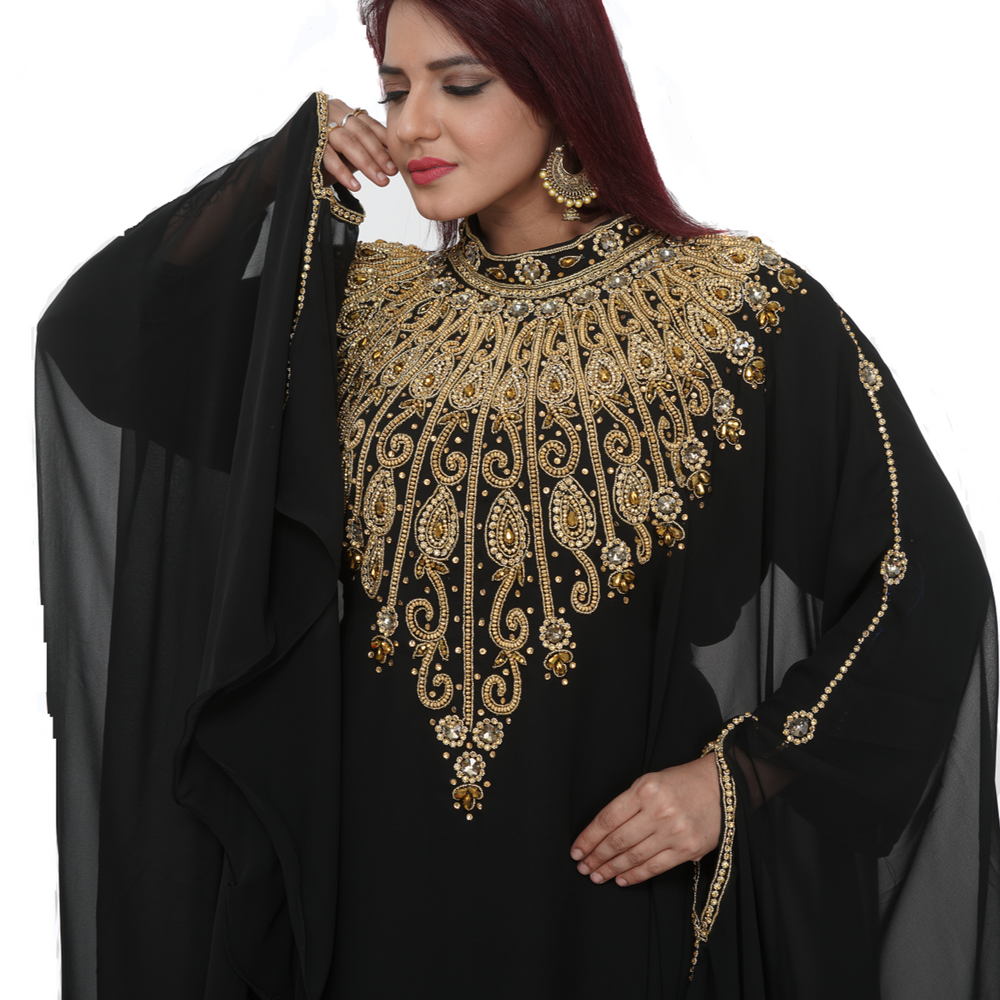 
                  
                    Designer Kaftan with Rhinestone Embroidery - Maxim Creation
                  
                