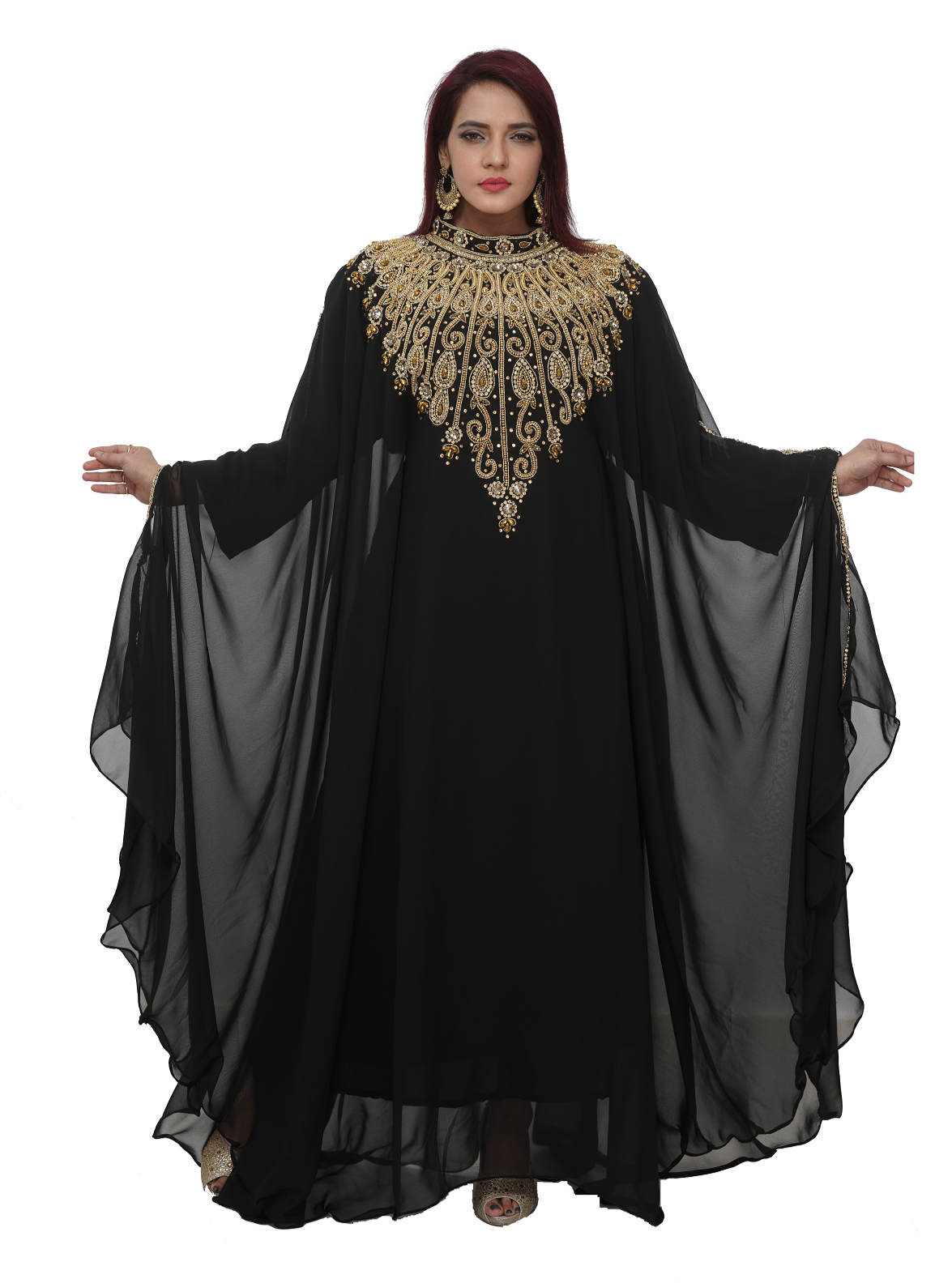 Designer Kaftan with Rhinestone Embroidery - Maxim Creation