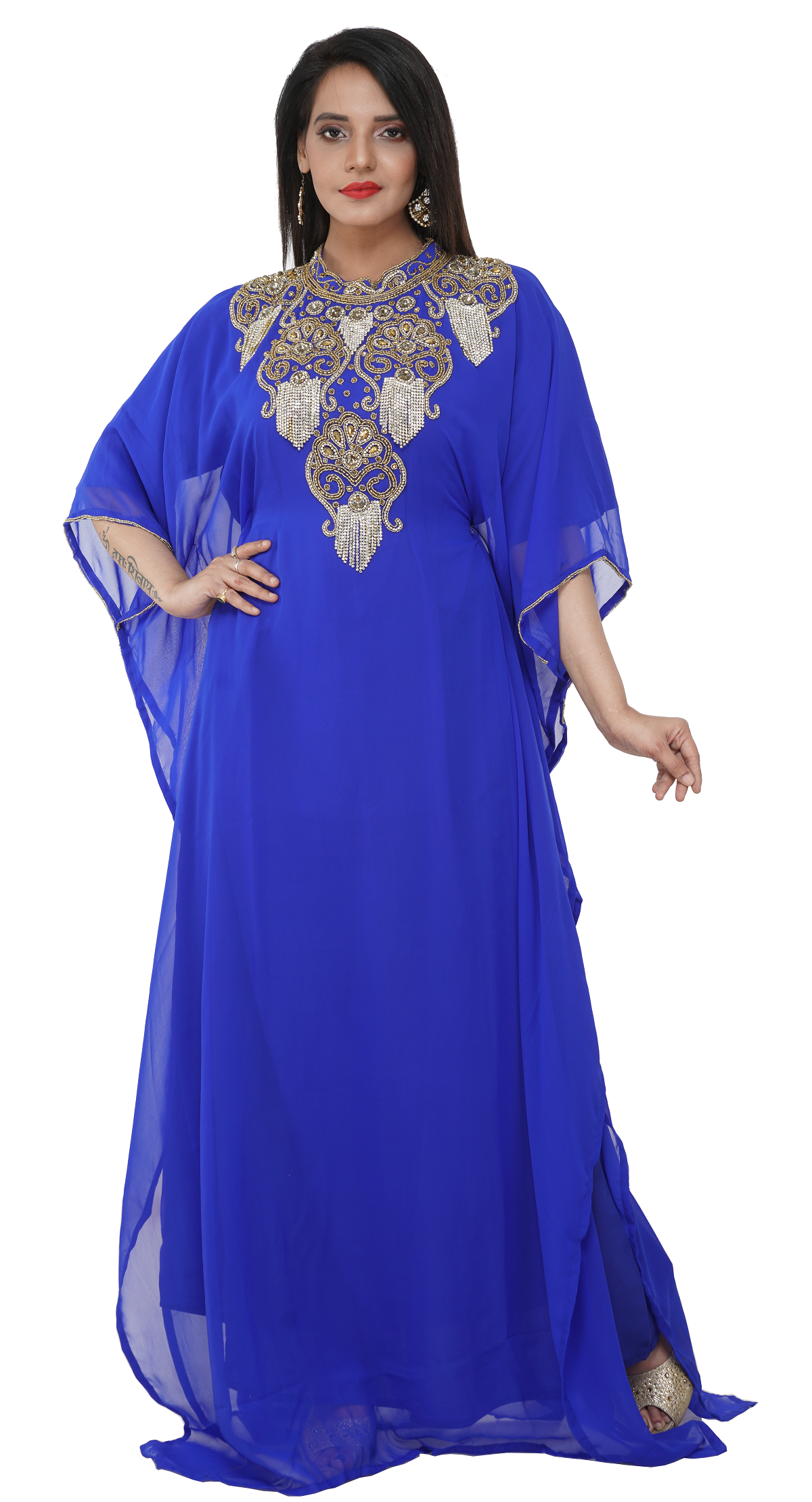 Embroidered Caftan Cocktail Party Gown - Maxim Creation