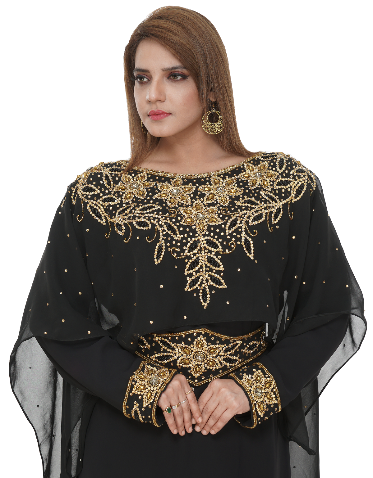 Kaftan Gown with Floral Embroidery Work - Maxim Creation