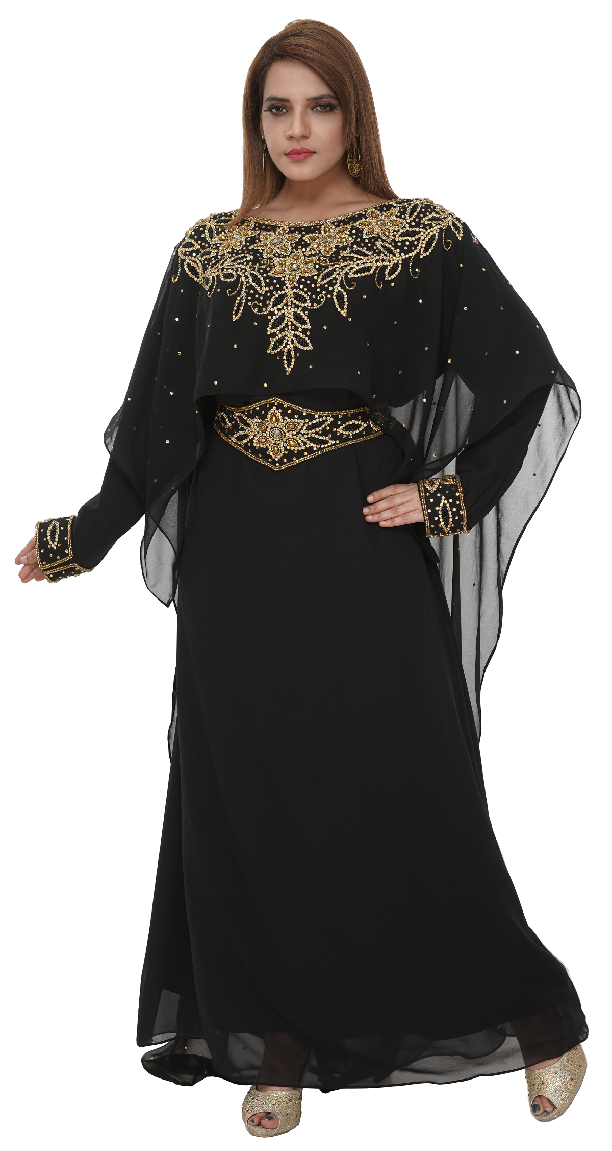 Kaftan Gown with Floral Embroidery Work - Maxim Creation