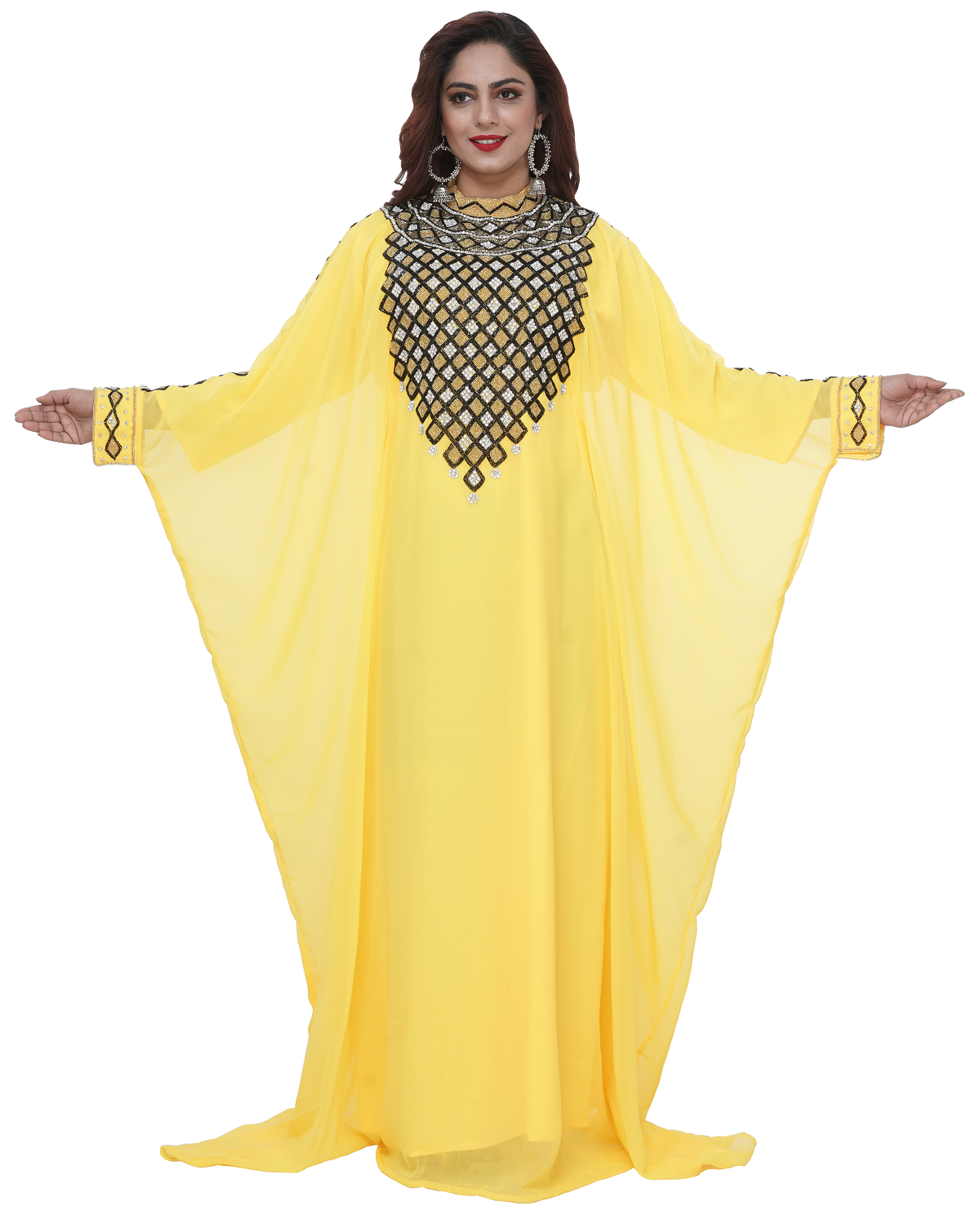 Arabian Kaftan with Chequered Embroidery Work - Maxim Creation