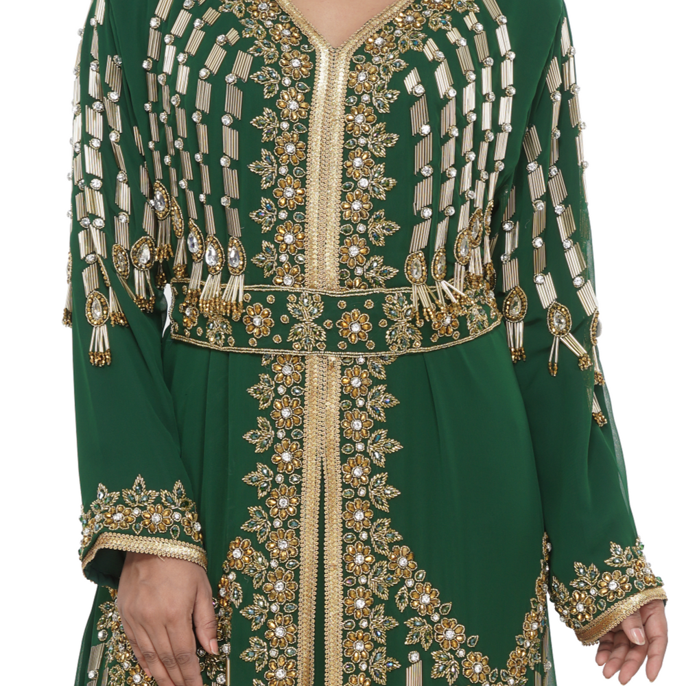 
                  
                    Henna Party Kaftan With Golden Floral Embroidery - Maxim Creation
                  
                