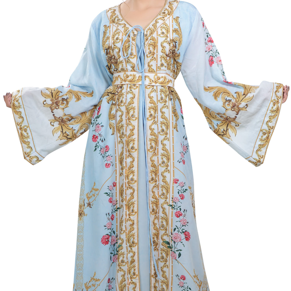 
                  
                    Floral Digital Printed Kaftan with Pearl Beads - Maxim Creation
                  
                