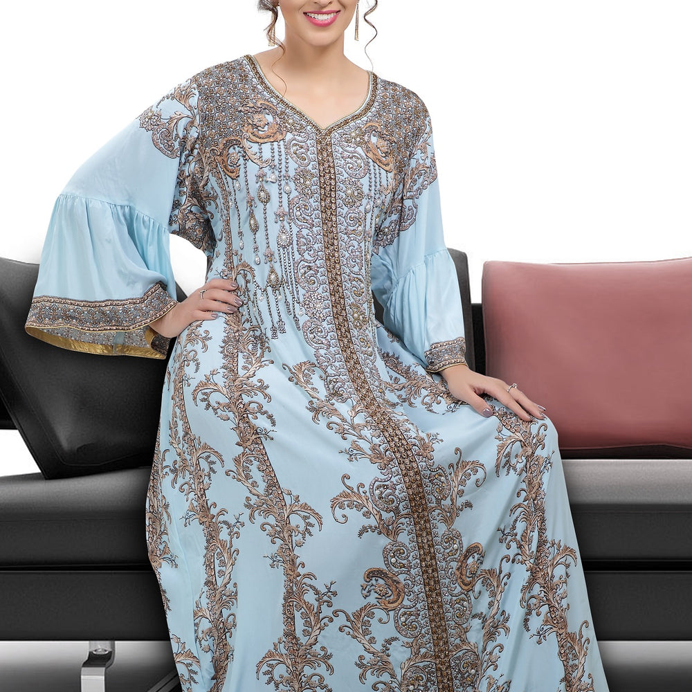 
                  
                    Digital Printed Party Gown With Crystal Embroidered - Maxim Creation
                  
                