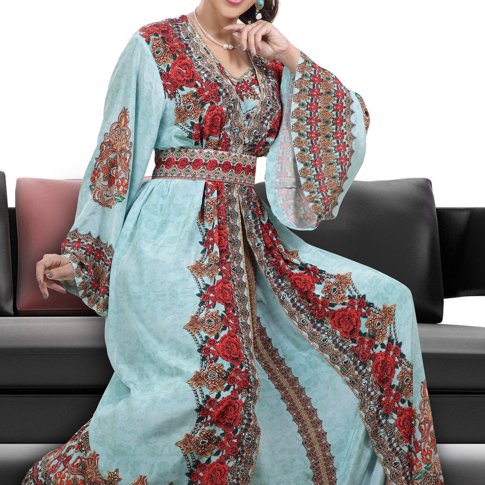 
                  
                    Red Rose Floral Digital Printed Kaftan - Maxim Creation
                  
                