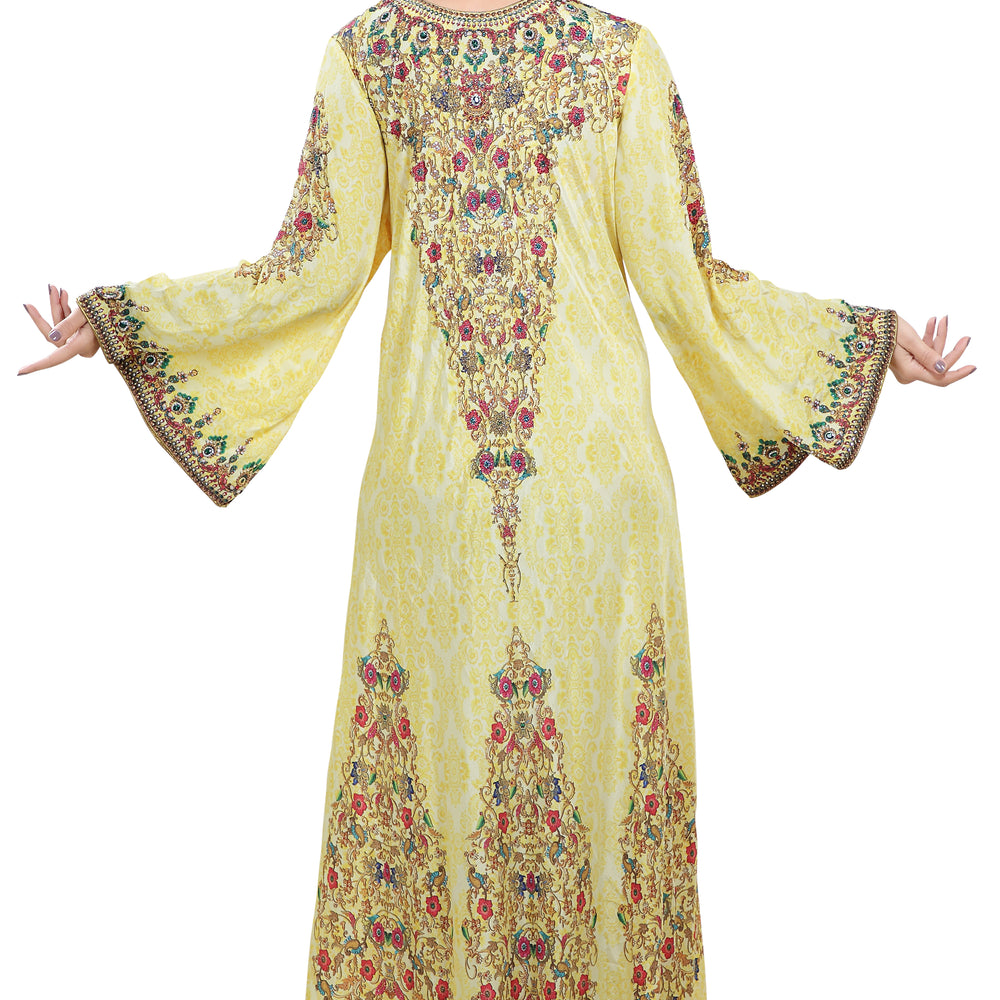 
                  
                    Printed Dubai Kaftan With Mix Embroidered Beads - Maxim Creation
                  
                