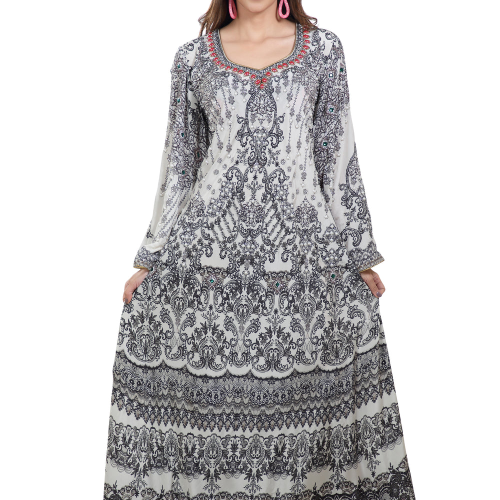
                  
                    Vintage Printed Maxi With Geometric Embroidery Design - Maxim Creation
                  
                