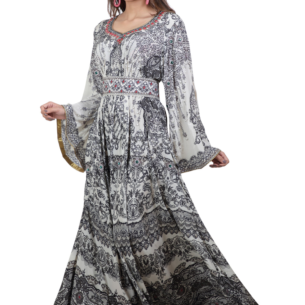 
                  
                    Vintage Printed Maxi With Geometric Embroidery Design - Maxim Creation
                  
                
