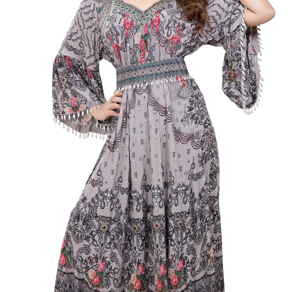 
                  
                    Floral Digital Printed Haute Coutre Kaftan Embroidery - Maxim Creation
                  
                
