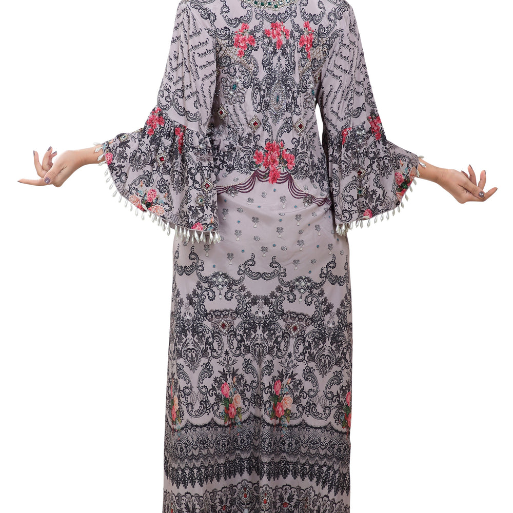 
                  
                    Floral Digital Printed Haute Coutre Kaftan Embroidery - Maxim Creation
                  
                