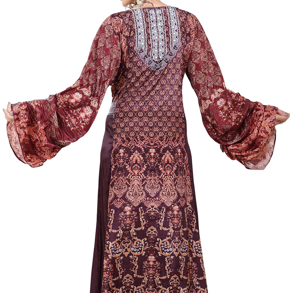 
                  
                    Arabian Dress With Mix Embroidered Digital Printed Kaftan - Maxim Creation
                  
                