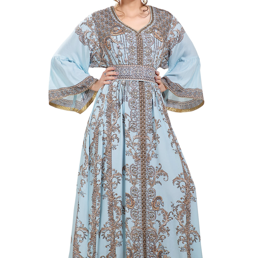
                  
                    Digital Printed Party Gown With Crystal Embroidered - Maxim Creation
                  
                