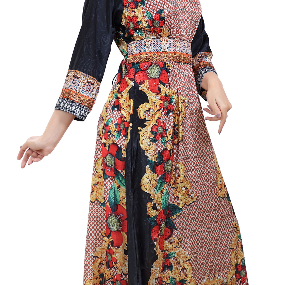 
                  
                    Floral Digital Printed Turkish Kaftan With Luxe Beads - Maxim Creation
                  
                